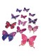 Set 12Pcs 3D Butterfly Wall Stickers Decoration, Multi Color(Pink Purple Mix Colour）