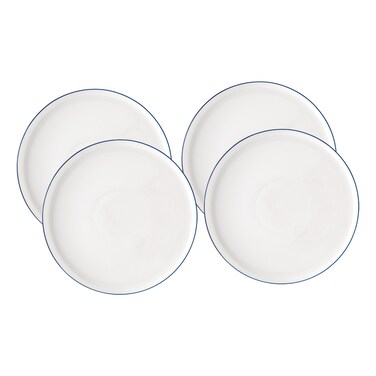 Oslo Alent Blue Rim Dinner Plate Set, 4 PCS