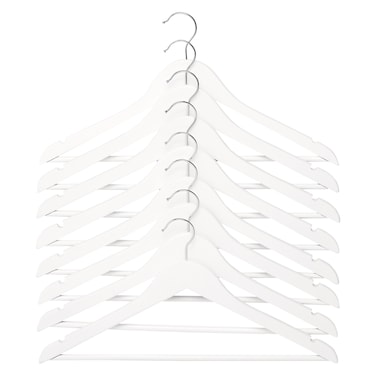 Wooden Hangers Set, White, 8 PCS
