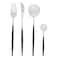 Silver Cutlery Set with Black Handle, 24 PCS