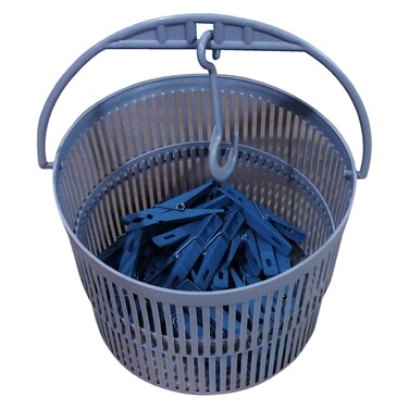 سلة غسيل أساسية مع 24 مشبك زنبركي