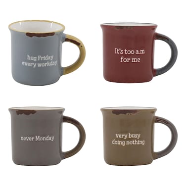 طقم أكواب قهوة بعبارات منقوشة، 4 قطع