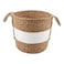 White Stripe Woven Tall Basket, Medium