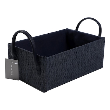 كاسا سلة مستطيلة مع مقبض، صغيرة، باللون الرمادي