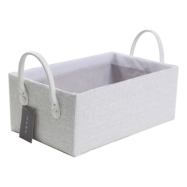 Kasa Rectangular Basket with Handle, White