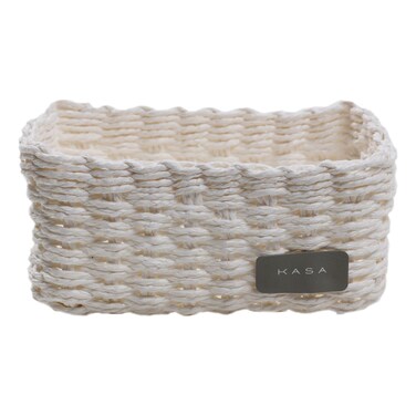كاسا سلة مستطيلة، متوسطة، باللون الأبيض