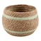 Green Stripe Woven Round Basket, Medium