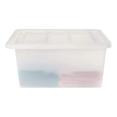 Storage Organizer Box with Lid, Transparent, 42L