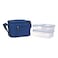 Kasa Food Holder Suitcase with 3 Lunch Box, Blue