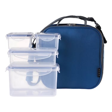 Kasa Food Holder Suitcase with 3 Lunch Box, Blue