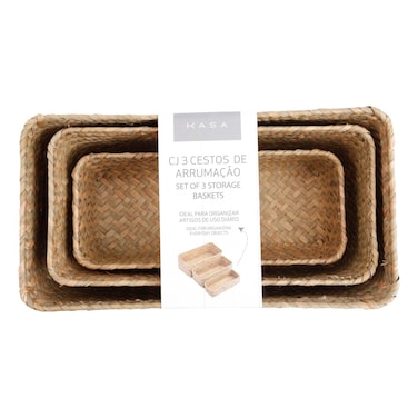 كاسا سلال ديكور من الخيزران، 3 قطع