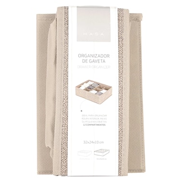 Drawer Organizer 12 Compartments, Beige