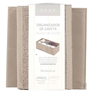 8 Compartments Drawer Organizer, Beige