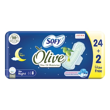 Sofy Olive Night Pads, 26 Pads, 32cm