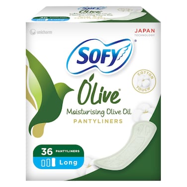 Sofy Olive Cotton Touch Pantyliners, Long, 36 Liners