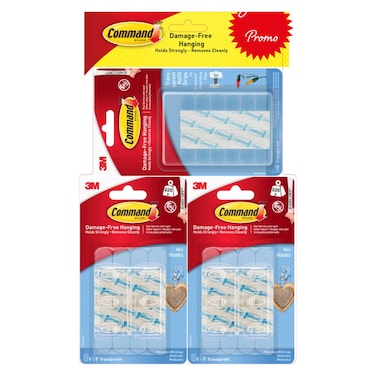 3 إم خطافات شفافة صغيرة، 2 قطع + شريط لإعادة التعبئة مجاني