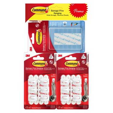 3 إم خطافات بيضاء، 2 قطع + شريط لاصق لإعادة التعبئة مجاني