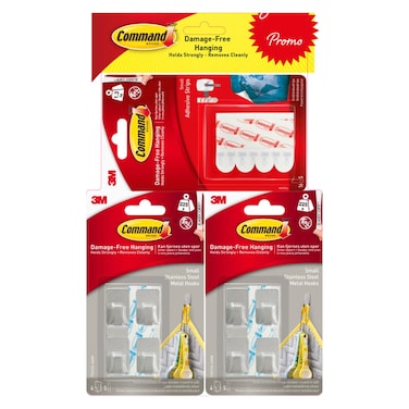 3 إم خطاف معدني، 2 قطعة + شريط لاصق اإعادة التعبئة مجاني