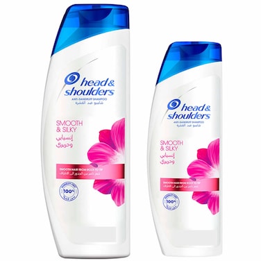 Head and Shoulders Smooth and Silky Anti-Dandruff Shampoo, 350ml and 190ml, Pack of 2