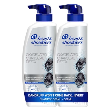 هيد أند شولدرز شامبو أكسجين الفحم للتخلص من السموم مضاد للقشرة، 500 ملل، حزمة من 2