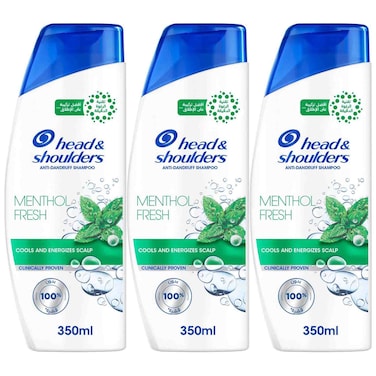 Head &amp; Shoulders Menthol Fresh Anti-Dandruff Shampoo, 350ml, Pack of 3
