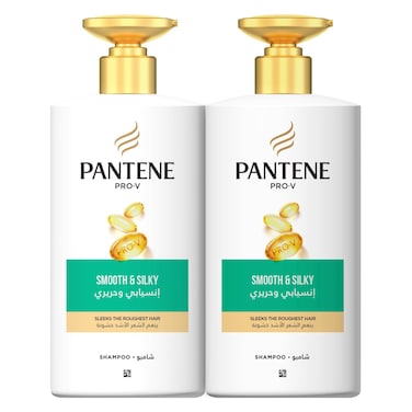 Pantene Pro-V Smooth and Silky Shampoo, 500ml Pack of 2