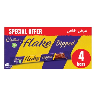 Cadbury Flake Dipped Chocolate Bar, 28g Pack of 4