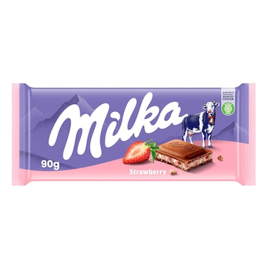 Milka Strawberry Chocolate Bar, 90g