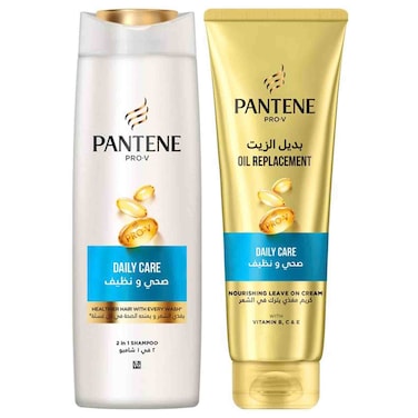 بانتين برو-في شامبو للعناية اليومية 2 في 1، 375 ملل + بديل الزيت، 275 ملل