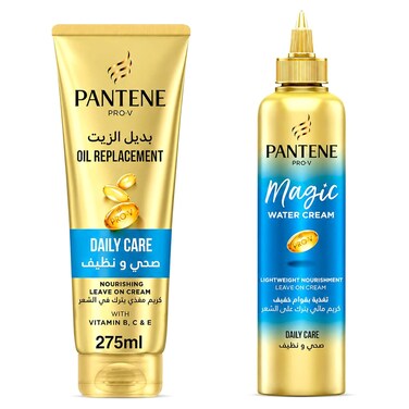 Pantene Pro-V Daily Care Golden Repair Duo Leave-On Hair Cream Set, 275ml and 270ml