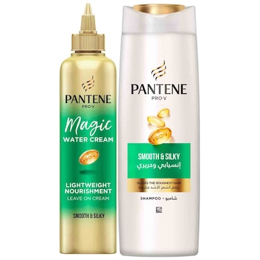 بانتين برو-في مجموعة شامبو ناعم وحريري 375 ملل وكريم ماجيك ووتر 270 ملل