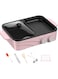 OKMYLF Electric Grill Indoor Hot Pot with Glass Lid &amp; Removable Non-Stick Grill Plate,Separate Dual Temperature Contral, for 2-4 People Family Gathering Friend Meeting Party，pink