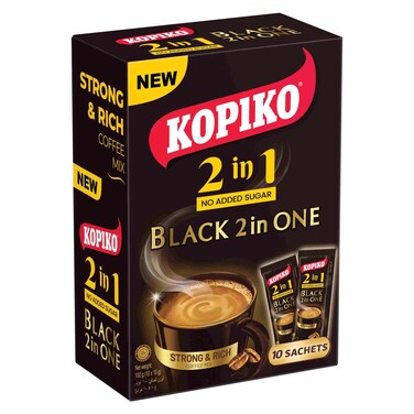 Kopiko No Added Sugar 2-in-1 Black Coffee Mix 10 Sachets, 10g