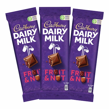 Cadbury Dairy Milk Fruit and Nut Chocolate Bar, 95g Pack of 3