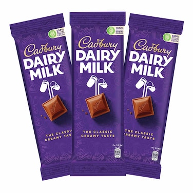 Cadbury Dairy Milk Classic Plain Milk Chocolate Bar, 85g Pack of 3