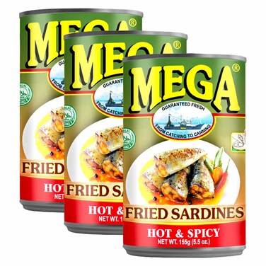 Mega Hot and Spicy Fried Sardines, 155g Pack of 3