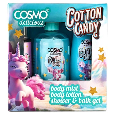 Cosmo Delicious Cotton Candy Shower Gel, Body Lotion and Body Mist Gift Set