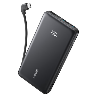 Anker USB PD Port Power Bank with Built in Type C Cable, Black, 10000mAh