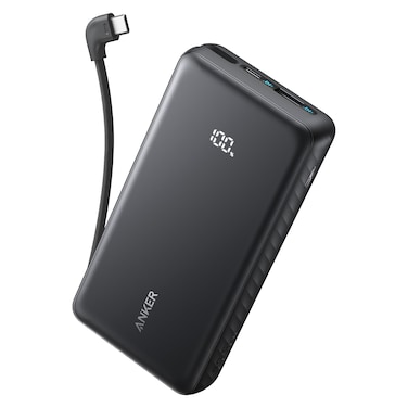 Anker USB PD Port Power Bank with Built in Type C Cable, Black, 20000mAh