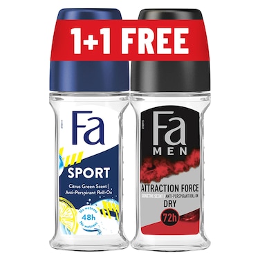 Fa Sport Roll On, Citrus Green, 50ml + Fa Attraction Force Roll On, Seductive, 50ml