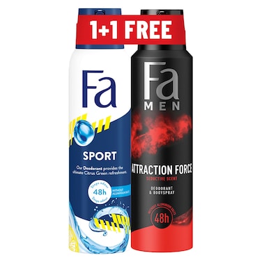 Fa Sport Deodrant, Citrus Green, 150ml + Fa Attraction Force Deodrant, Seductive, 150ml