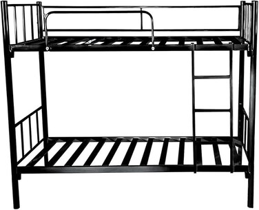 INFINI HOMES Steel Metal Bunk Bed with Ladder (Double, Black, 190 X 90 X 175 CM)