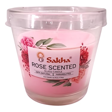 Sakha Scented Candle Glass, Rose, 390g