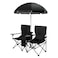Porodo Campshade Camping Dual Chair with Umbrella, Black