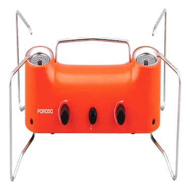 Porodo Lifestyle Foldable Dual Burner Camping Gas Stove, Orange, 261x203x114mm