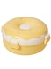 Twisoo Donut Plastic Lunch Box - Double Decker, BPA Free, Leakproof, Clip Lock, 3 Compartments, with Spoon &amp; Fork, Perfect for Kids' Snacks and School Lunches (Yellow)