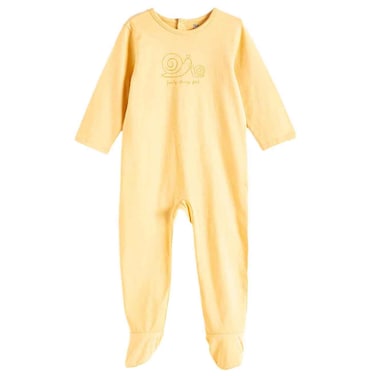 Tex Baby Cotton Printed Footed Romper Yellow 2, 12 Months