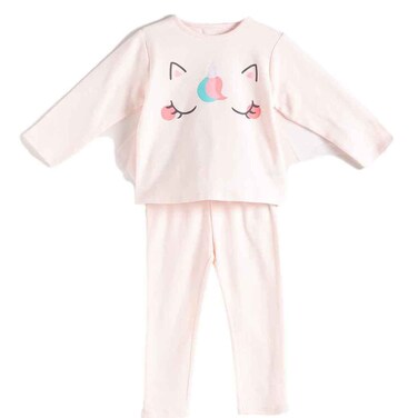 Tex Baby Organic Cotton Long Sleeve Pajama Set, Pink, 18 Months