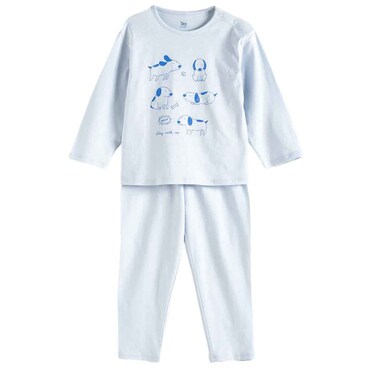 Tex Baby Organic Cotton Printed Pajama Set Sky Blue, 4 Years Old