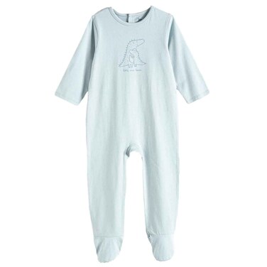 Tex Baby Cotton Printed Footed Romper, Aqua, 12 Months, I274043
